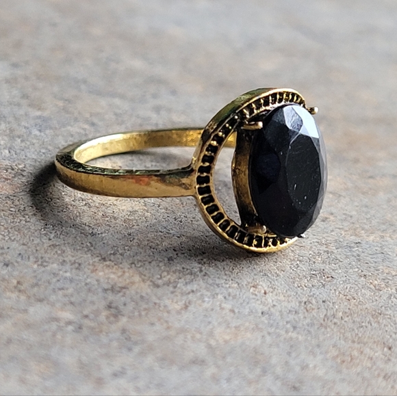 Jewelry - 🖤3/$50 Boho Black Faceted Gemstone Vintage Ring